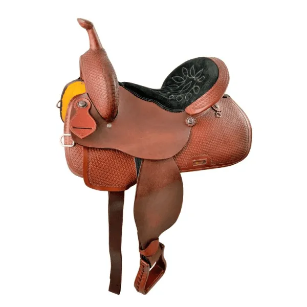 15", 16" Economy Barrel Style Saddle Set with basket stamp tooling.