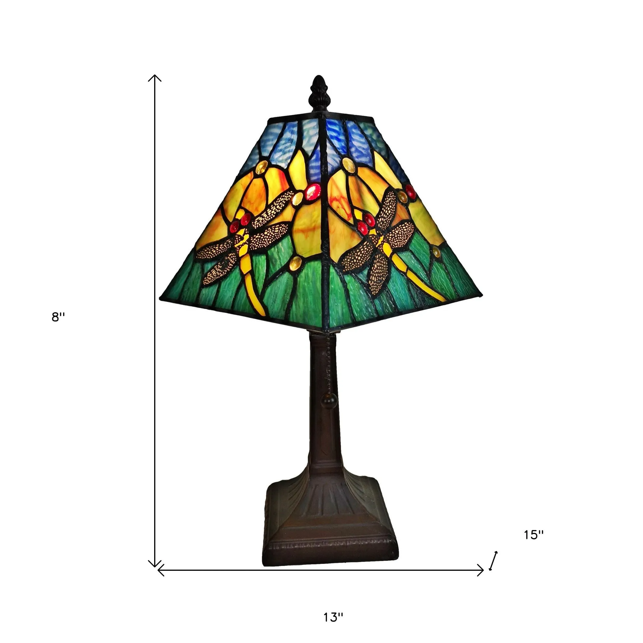 15" Tiffany Style Yellow Dragonflies Jeweled Table Lamp By Homeroots