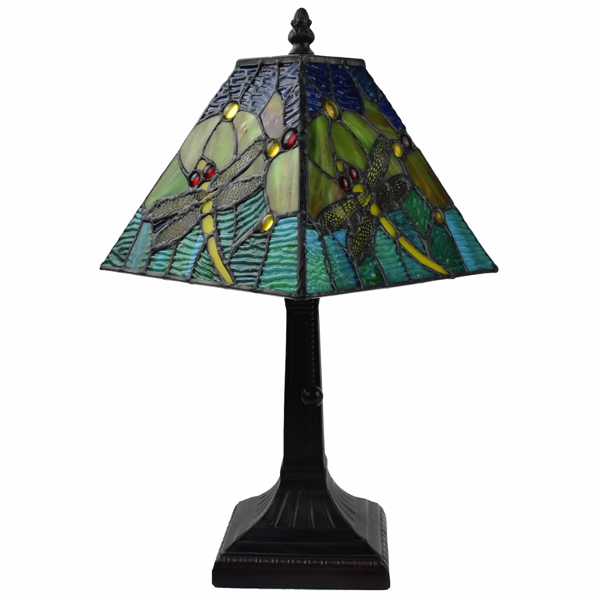 15" Tiffany Style Yellow Dragonflies Jeweled Table Lamp By Homeroots