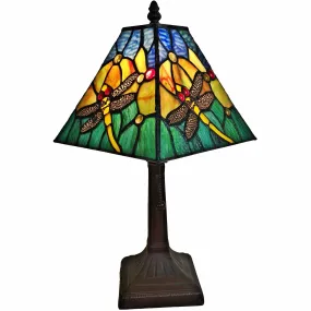 15" Tiffany Style Yellow Dragonflies Jeweled Table Lamp By Homeroots