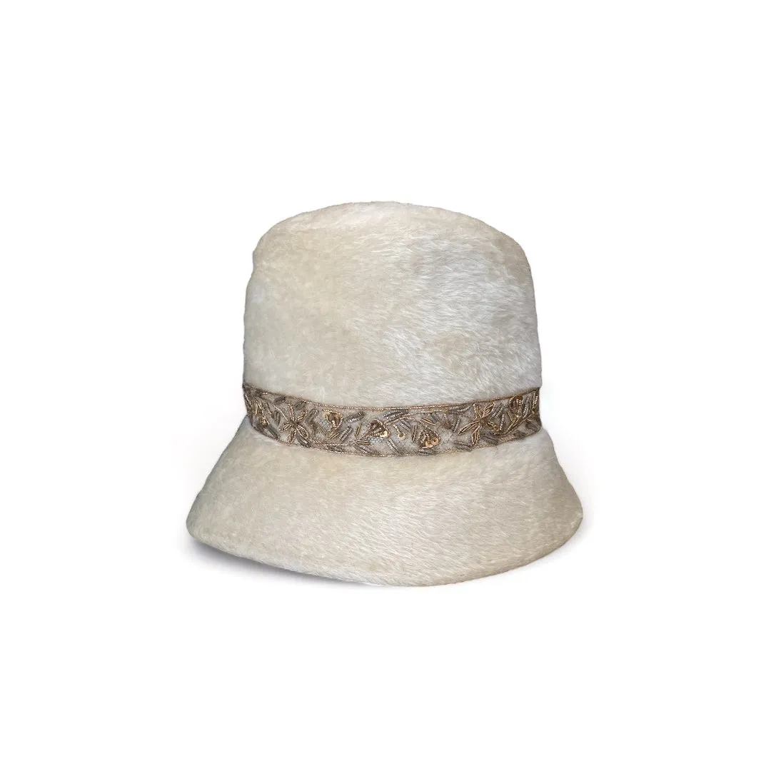 1950s Joseph Cie Fuzzy Cream Cloche