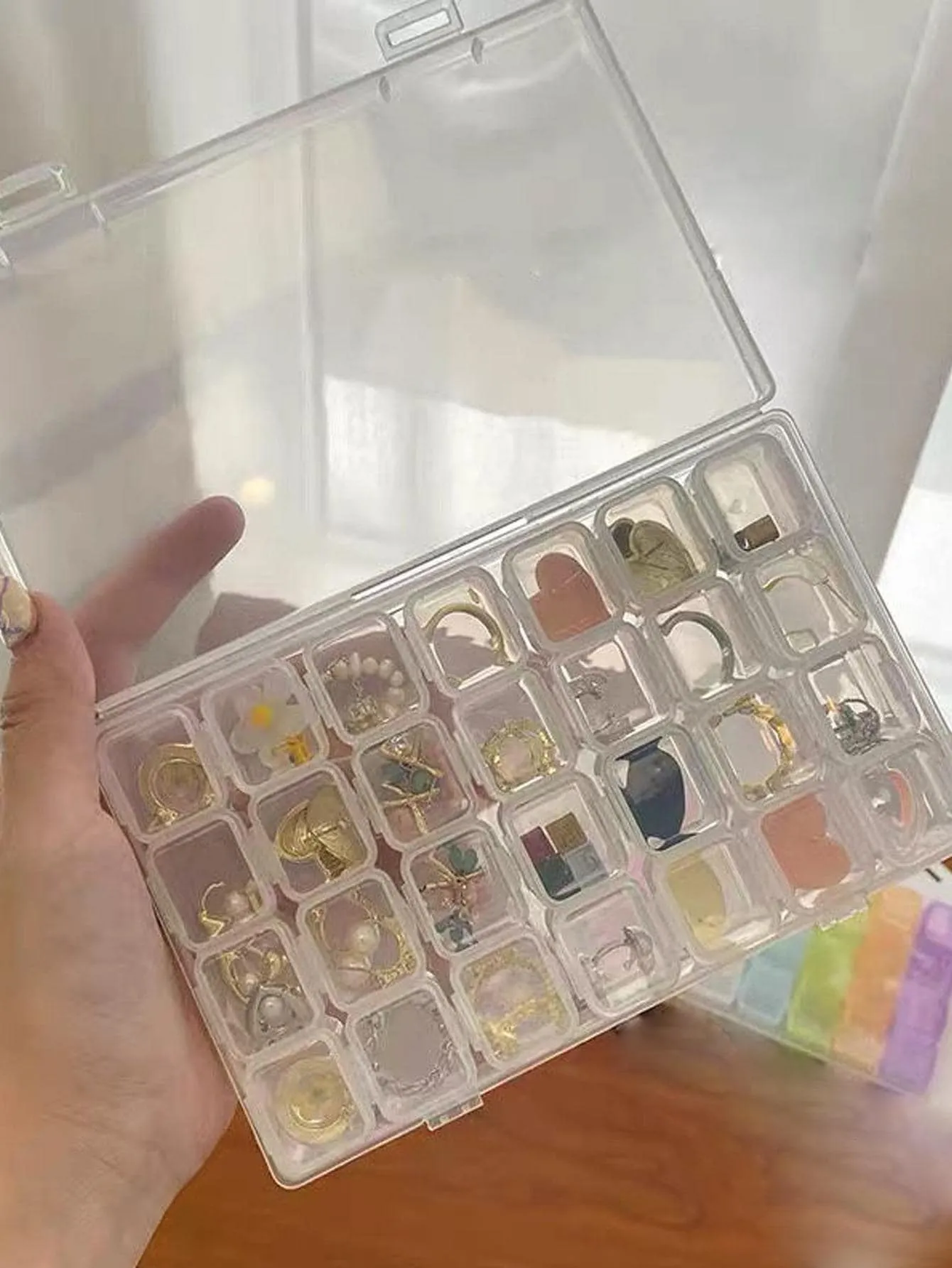 1pc Multi-grid Clear Jewelry Storage Box