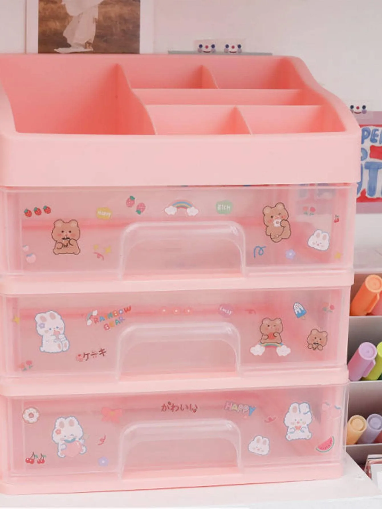 1pc Plastic Cosmetic Storage Box, Multi-layer Multifunction Makeup Storage Rack For Home