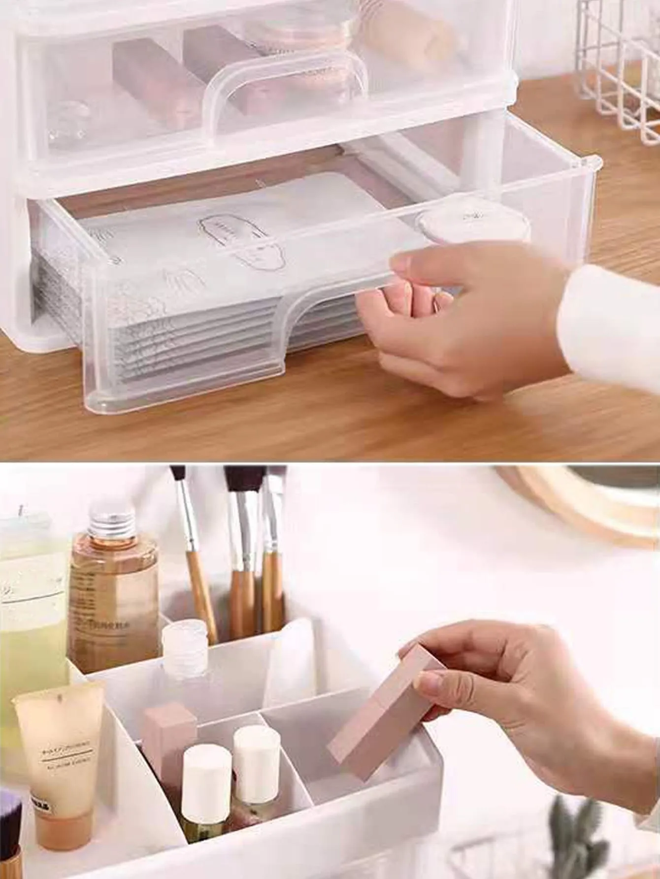 1pc Plastic Cosmetic Storage Box, Multi-layer Multifunction Makeup Storage Rack For Home