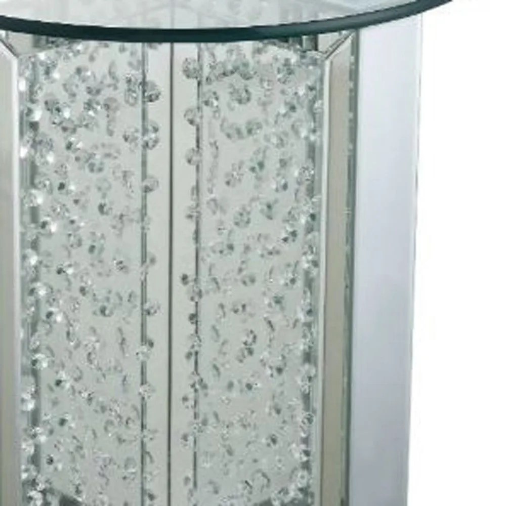 23" Clear Glass And Mirrored Round End Table With Drawer By Homeroots