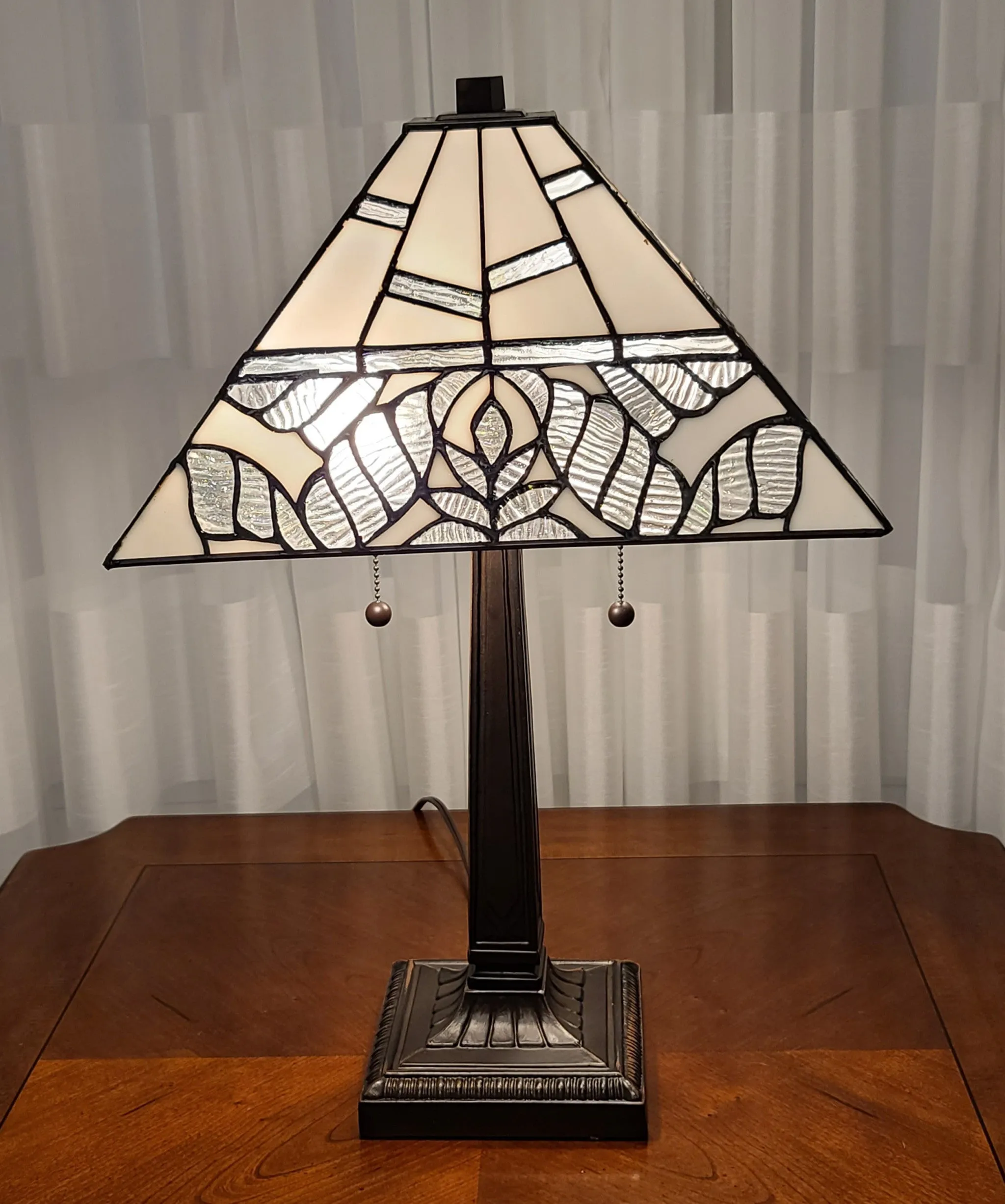 23" Stained Glass Leafy Vintage Two Light Mission Style Table Lamp By Homeroots