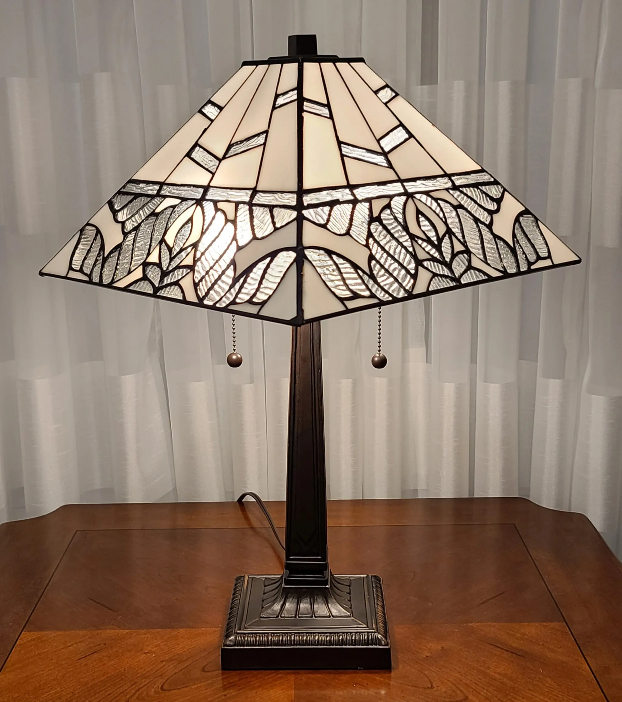 23" Stained Glass Leafy Vintage Two Light Mission Style Table Lamp By Homeroots