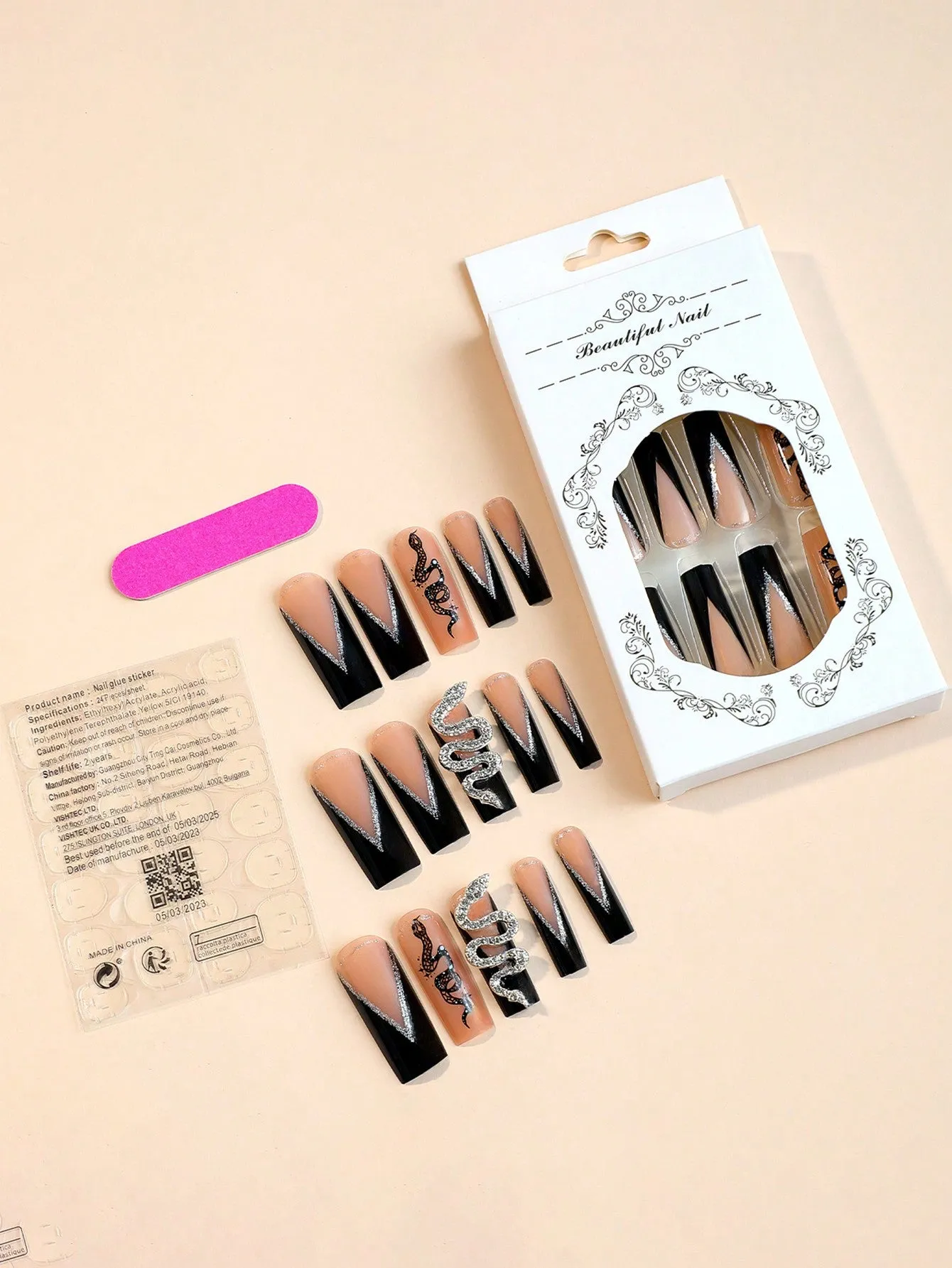 24 Pieces Extra Long Coffin Nails