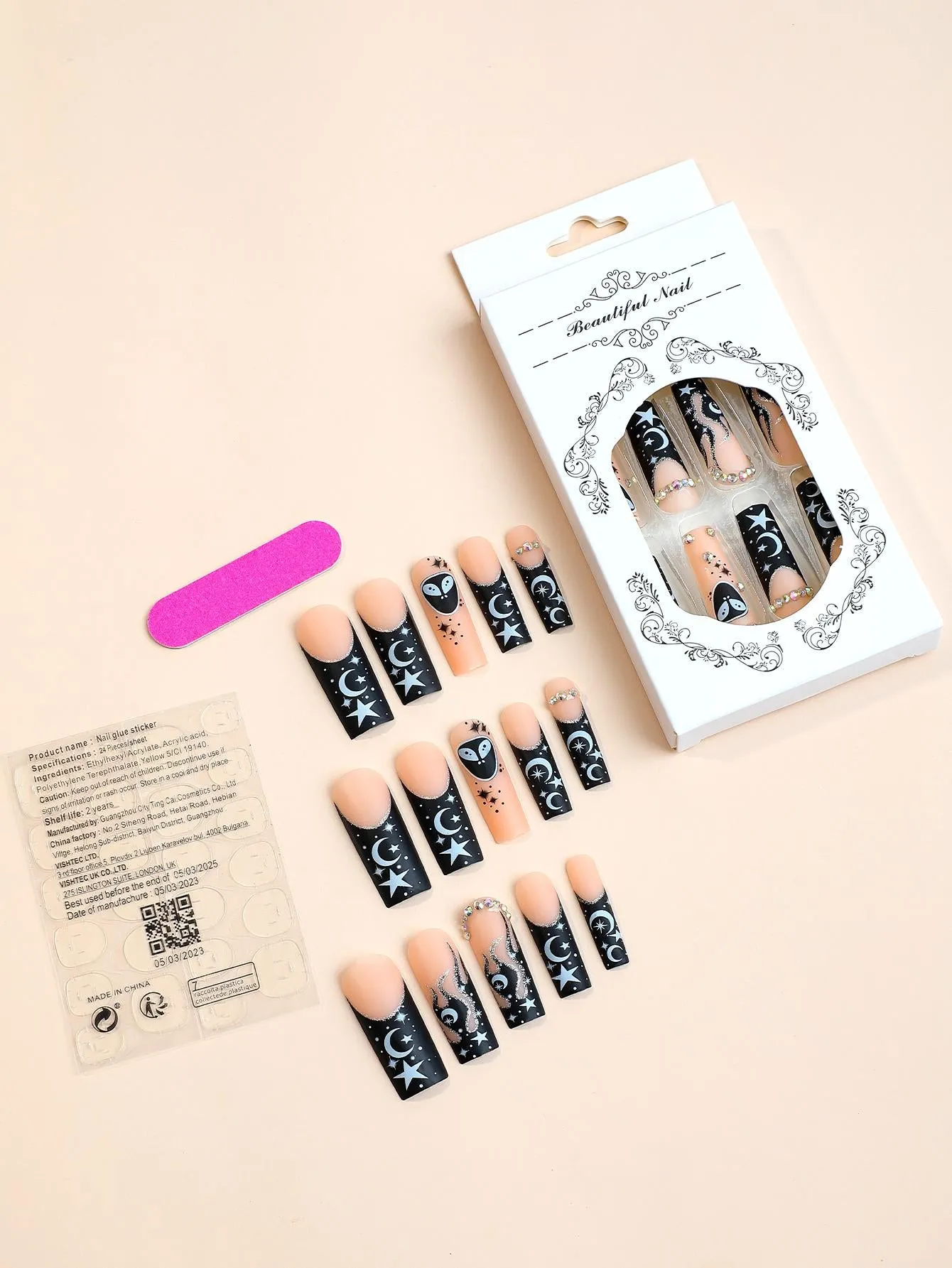 24 Pieces Extra Long Coffin Nails