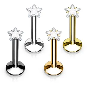 4 Pcs Value Pack Internally Threaded Star Prong Top Gem WildKlass Labret Monroe Titanium IP Over 316L Surgical Steel