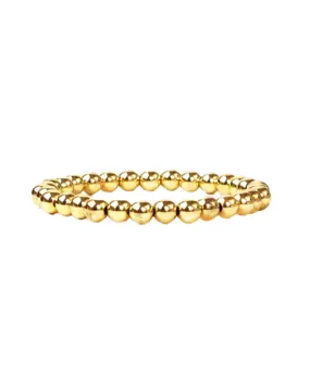 6 mm Metal Beaded Stretch Bracelet (Gold)