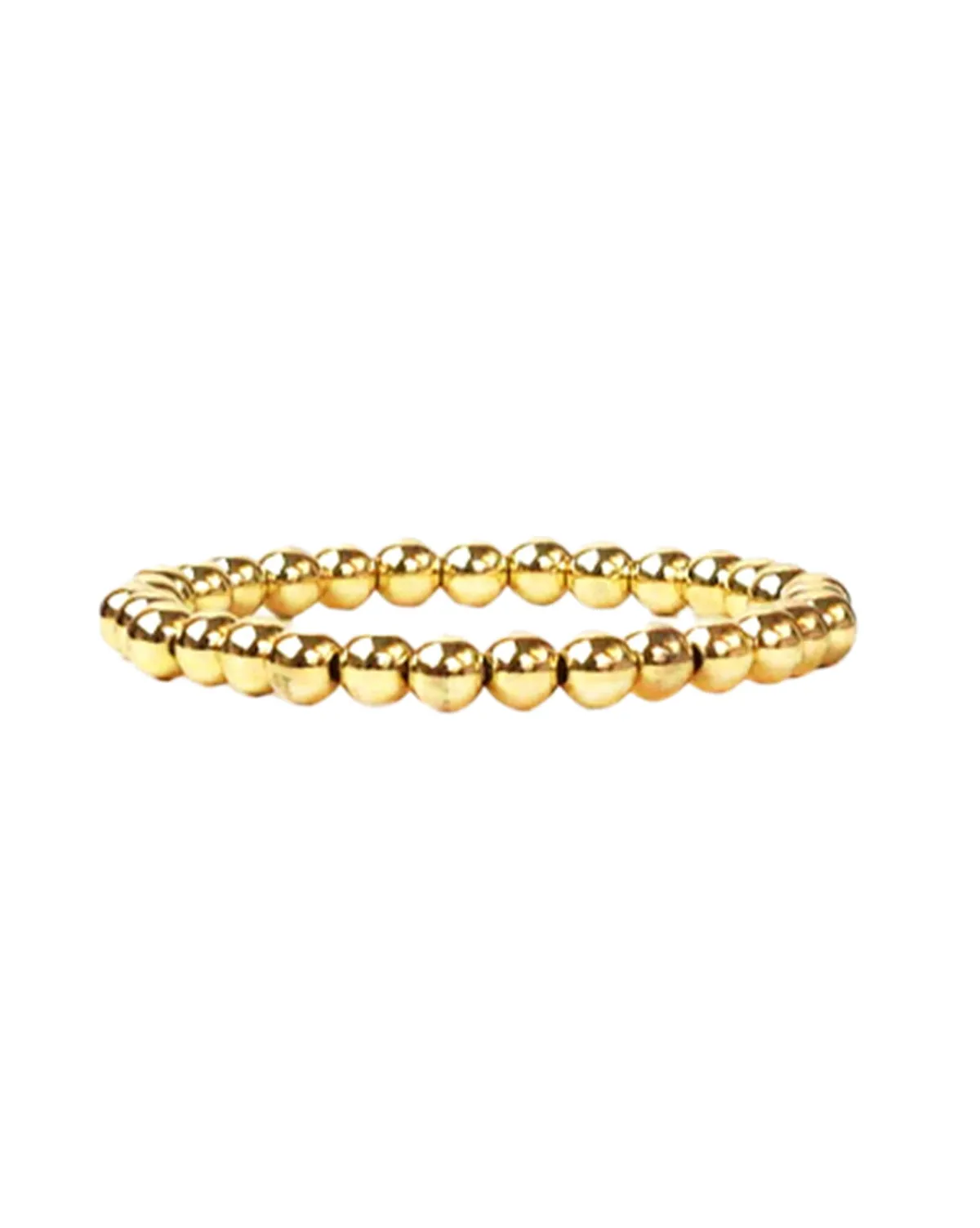 6 mm Metal Beaded Stretch Bracelet (Gold)