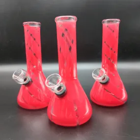 6 Red Striped Glass Bubbler Beaker