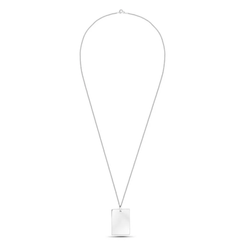 925 Sterling Silver Plain Square Pendant for Engraving