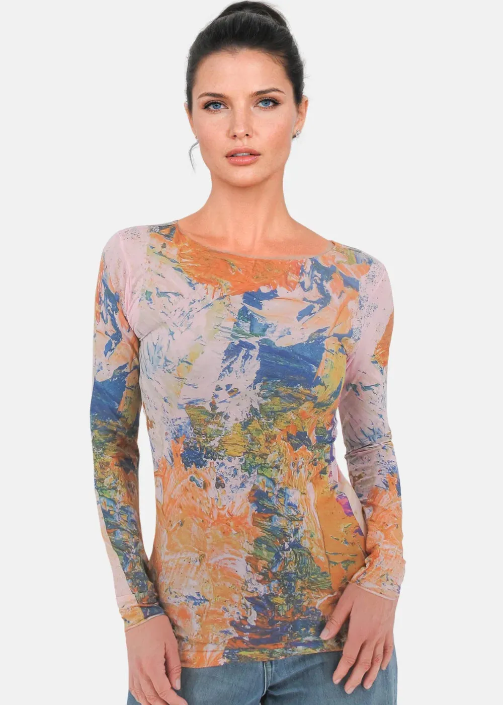 AMB Ethereal Second Skin Raw Edge Top - Angora