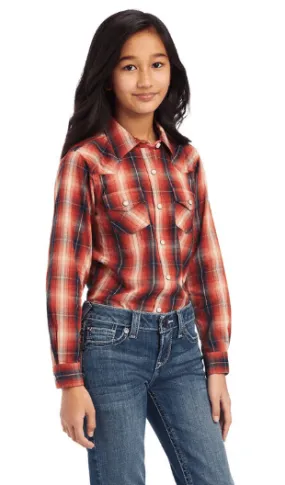 Ariat Girl's Citrus Grove Plaid Snap Up Long Sleeve Western Shirt 10041653