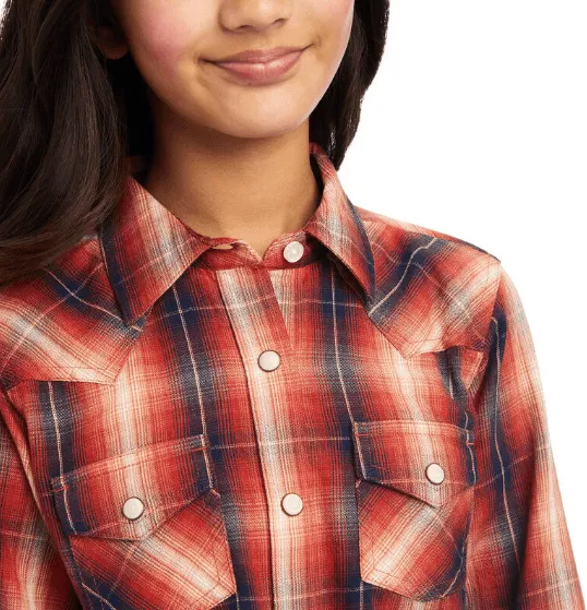 Ariat Girl's Citrus Grove Plaid Snap Up Long Sleeve Western Shirt 10041653