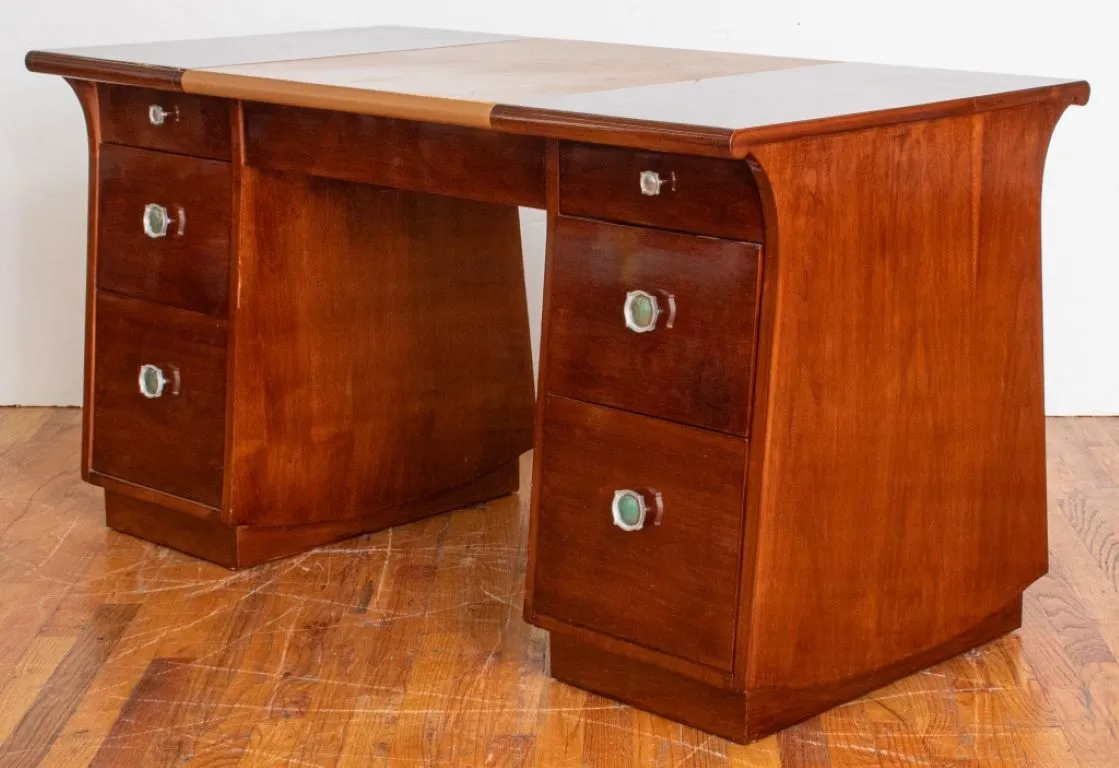 Art Deco Cherrywood Kneehole Desk