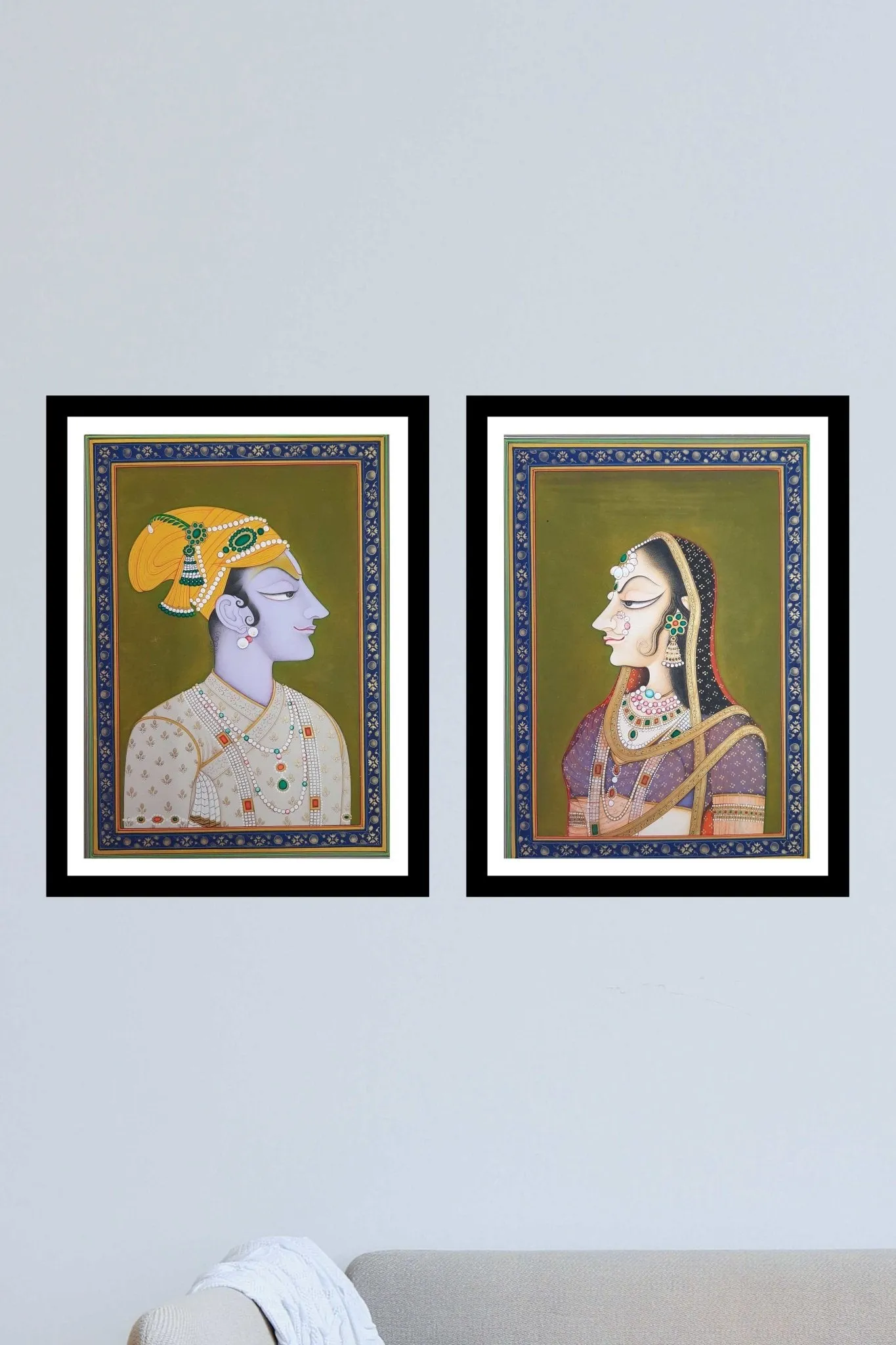 Bani Thani and Raja Samant in Miniature Painting Set by Mohan Prajapati