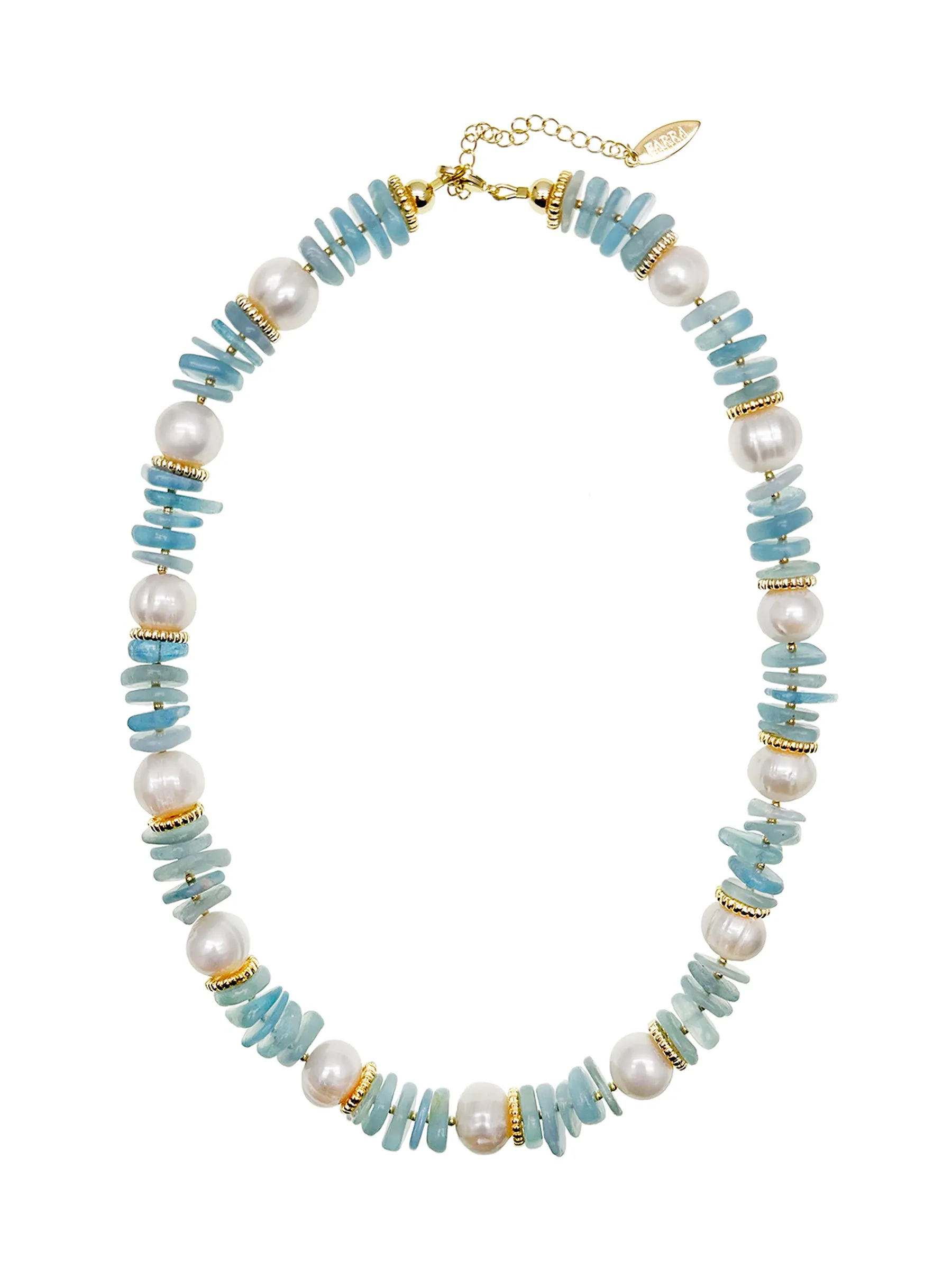 Baroque Pearls with Aquamarine Necklace JN041