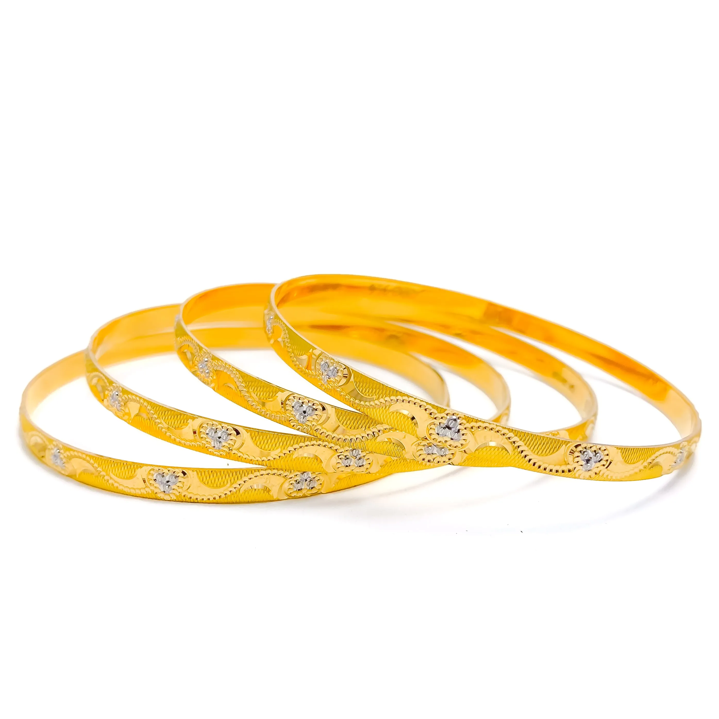 Beautiful Distinct Floral 22k Gold Bangles