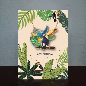 Birthday Card With Tucan Necklace