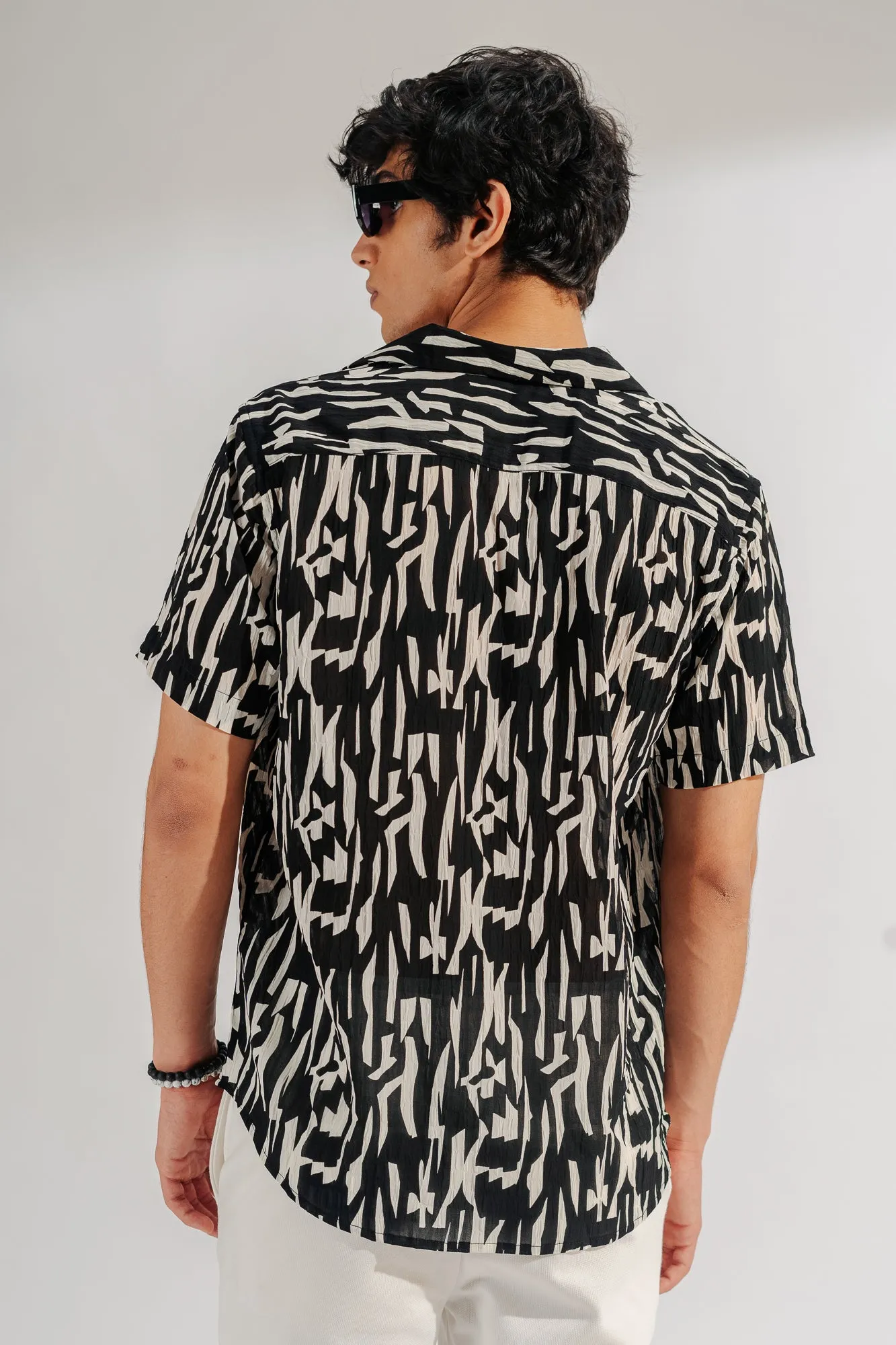 Black Abstract Print Mens Shirt