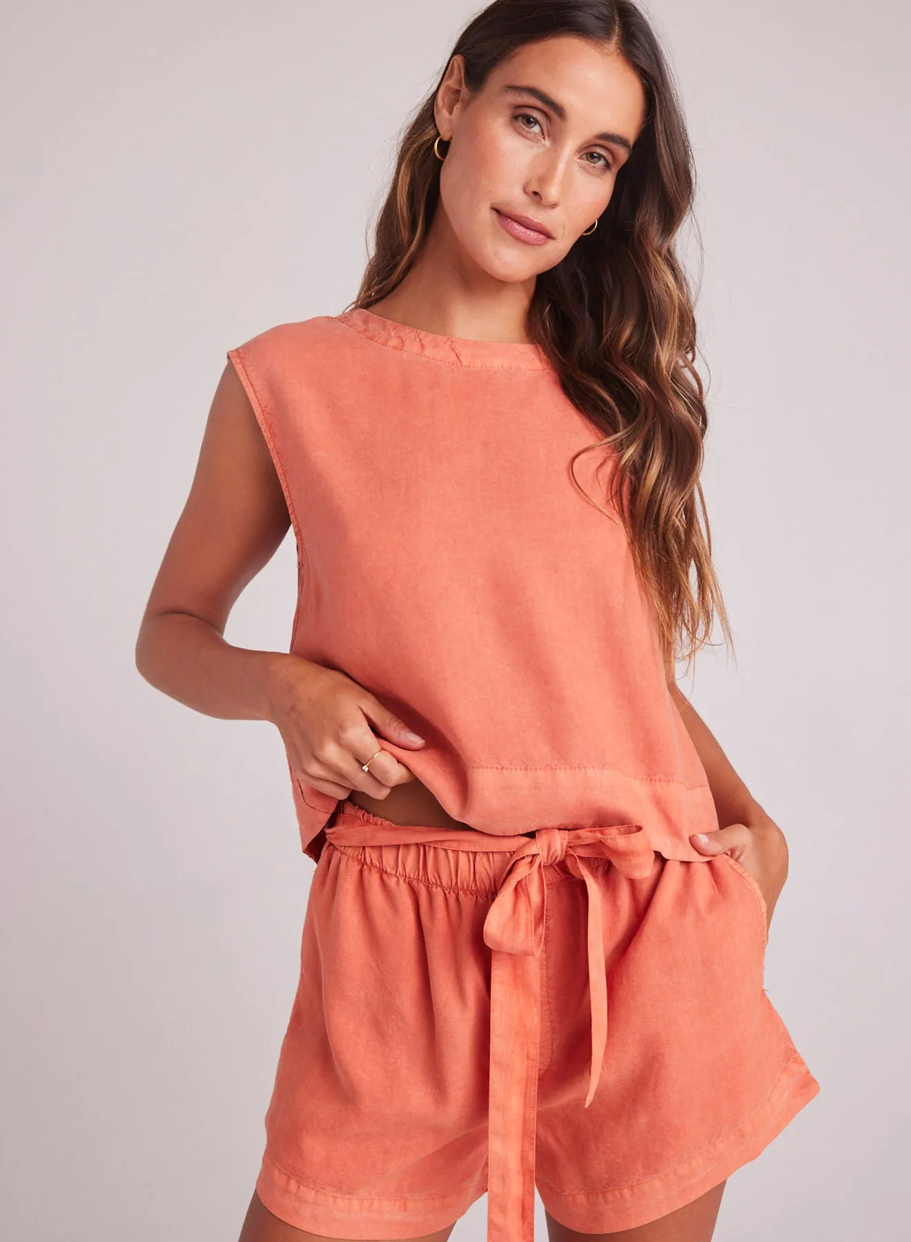 Boxy Button Back Top - Clay Oasis