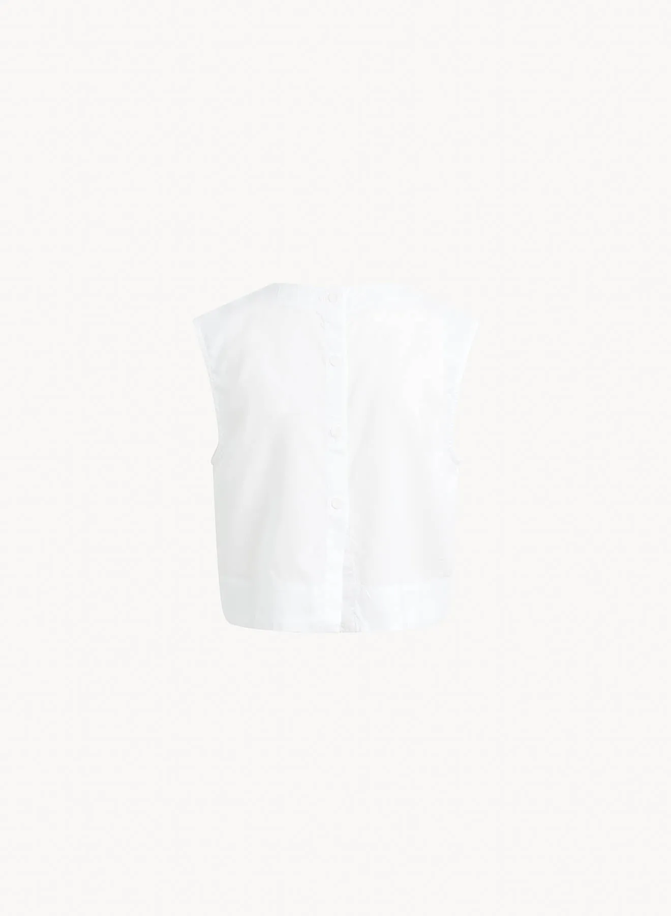 Boxy Button Back Top - White