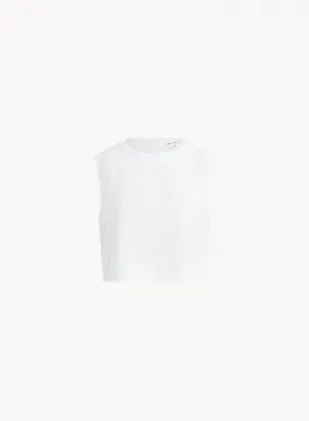 Boxy Button Back Top - White