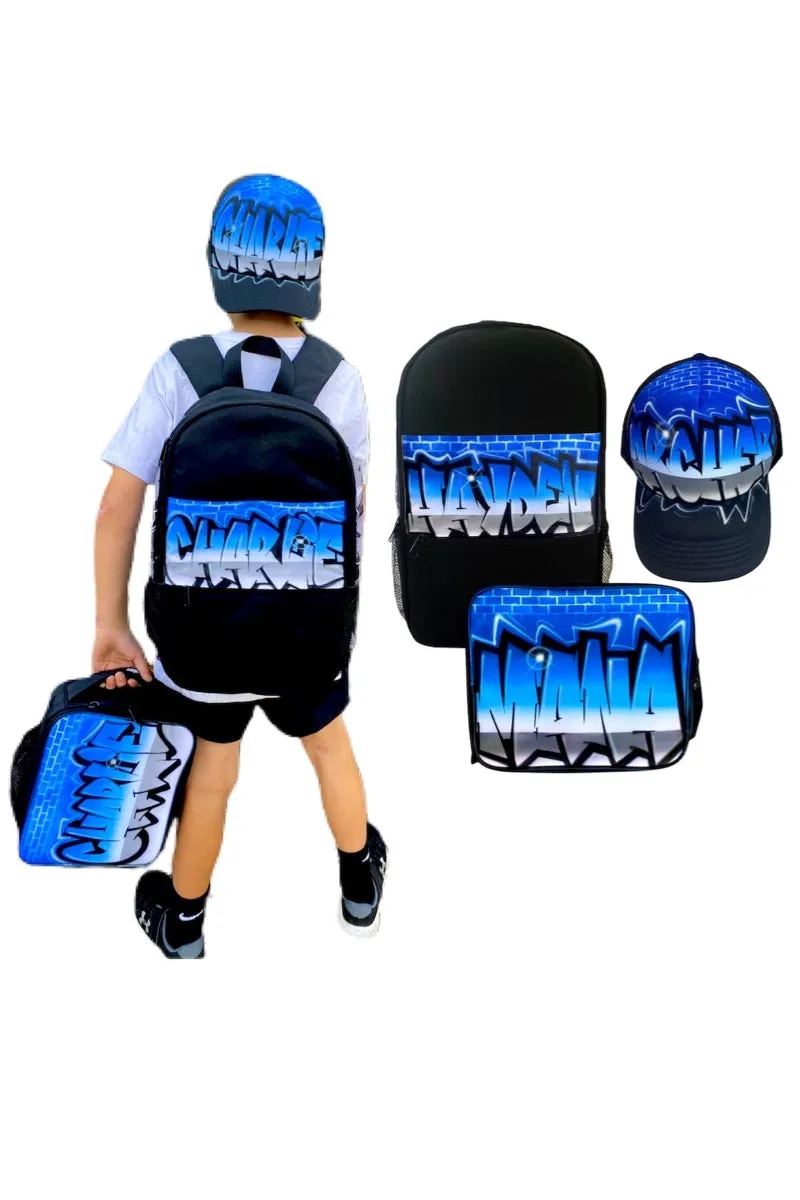 Brick Wall Cut Style Combo (12) 1x TruckerCap, 1x Backpack, 1x Lunchbox