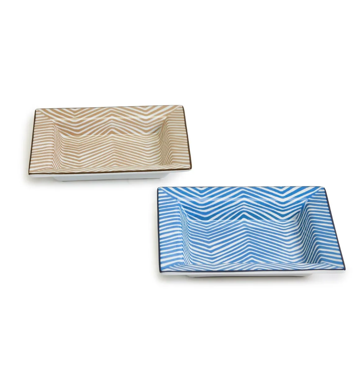 Camel Herringbone Pattern Decorative Porcelain Tray