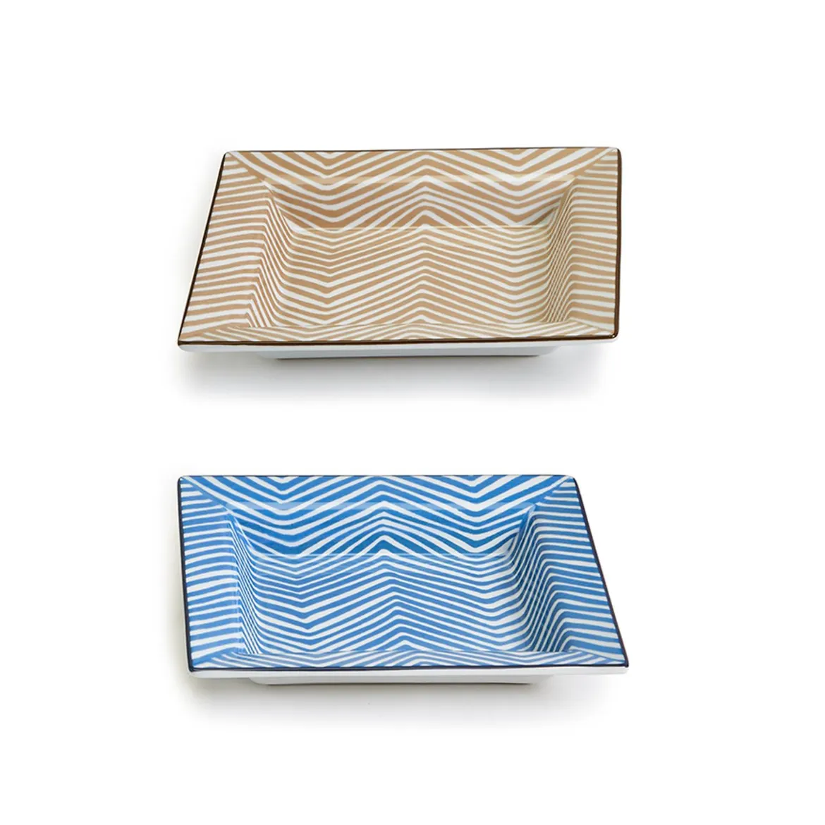 Camel Herringbone Pattern Decorative Porcelain Tray