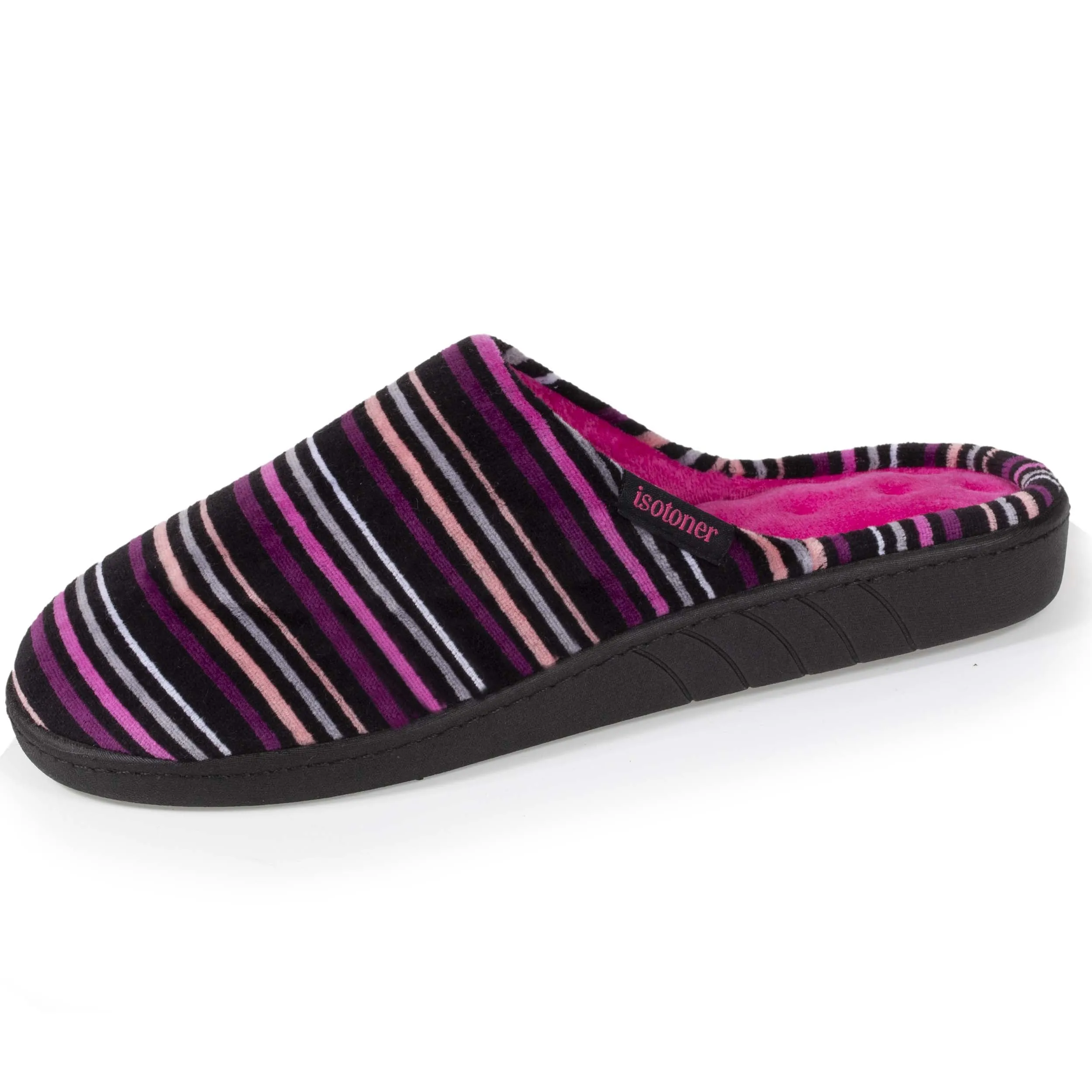 Chaussons mules Femme Rayures Fuschia