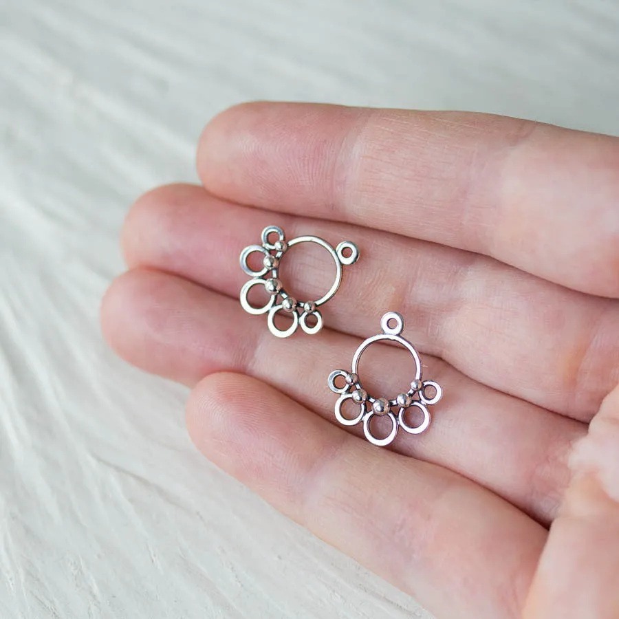 Circles and Dots, Handmade Silver Ear Jackets