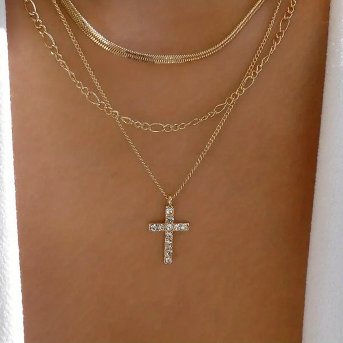 Delicate Faux Pearl Chain Cross Pendant Necklace Multi-style Neck Jewelry Accessories Gift