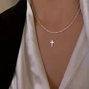 Delicate Faux Pearl Chain Cross Pendant Necklace Multi-style Neck Jewelry Accessories Gift