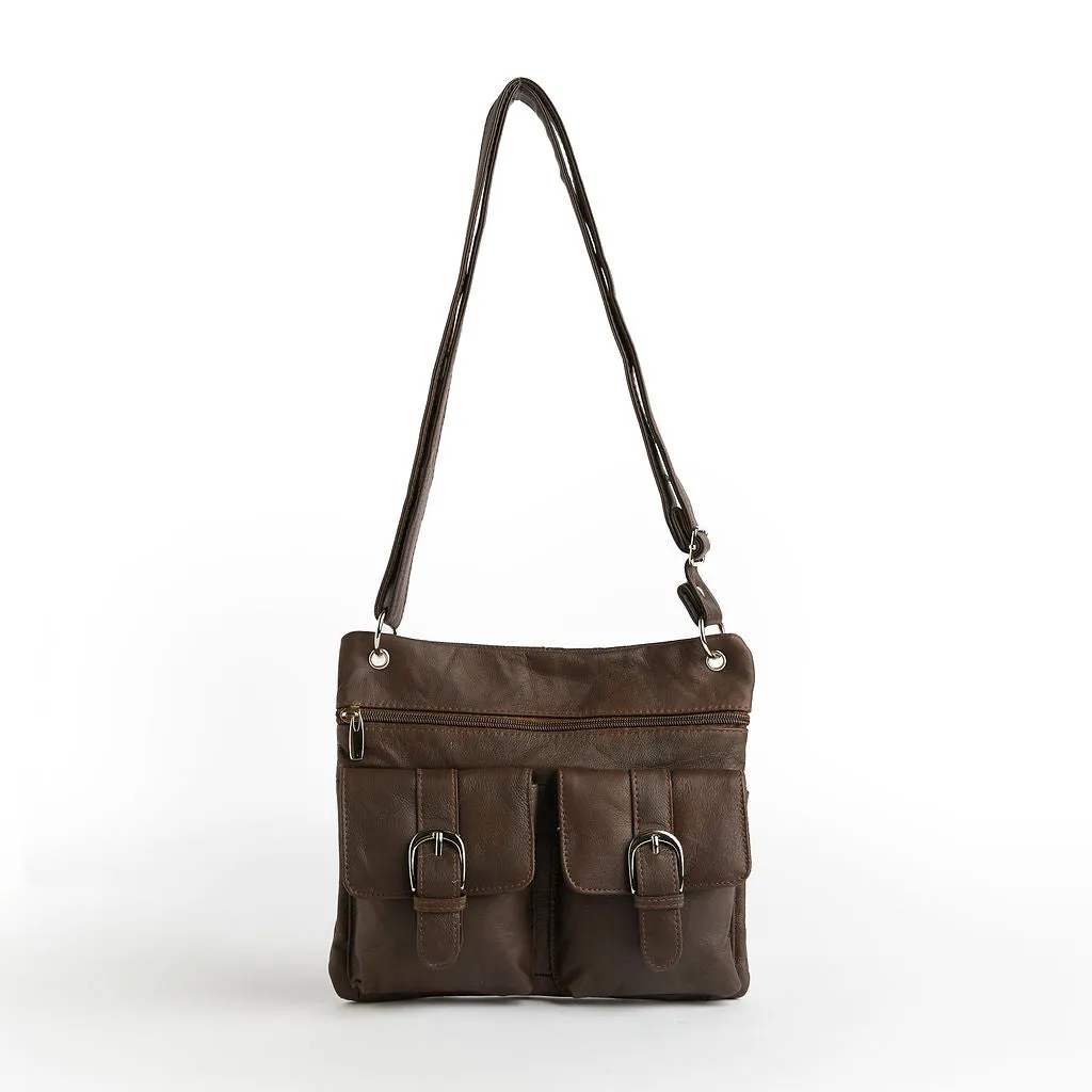 Deluxe Functional Multi Pocket Leather Crossbody Bag