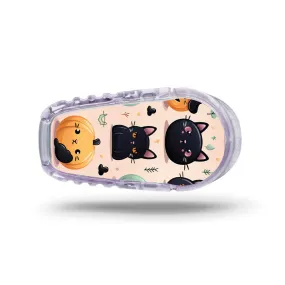 Dexcom G6 transmitter sticker: Halloween cats and pumpkins