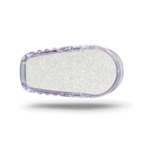 Dexcom G6 transmitter sticker: White/silver glitter