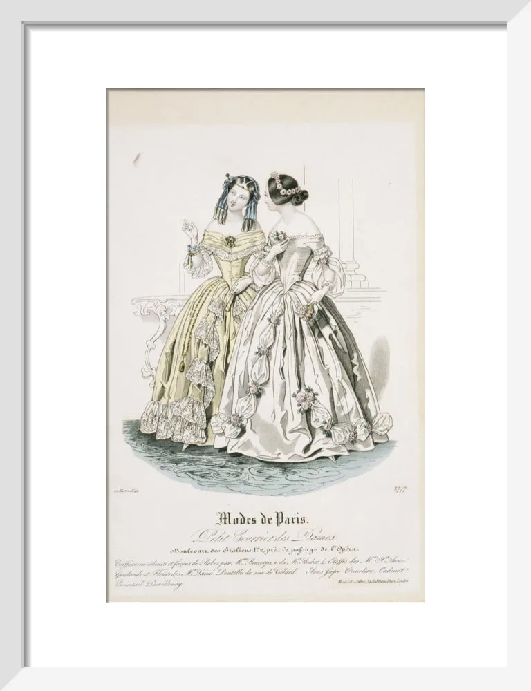 Fashion plate from March 1841, Modes de Paris, showing evening dress