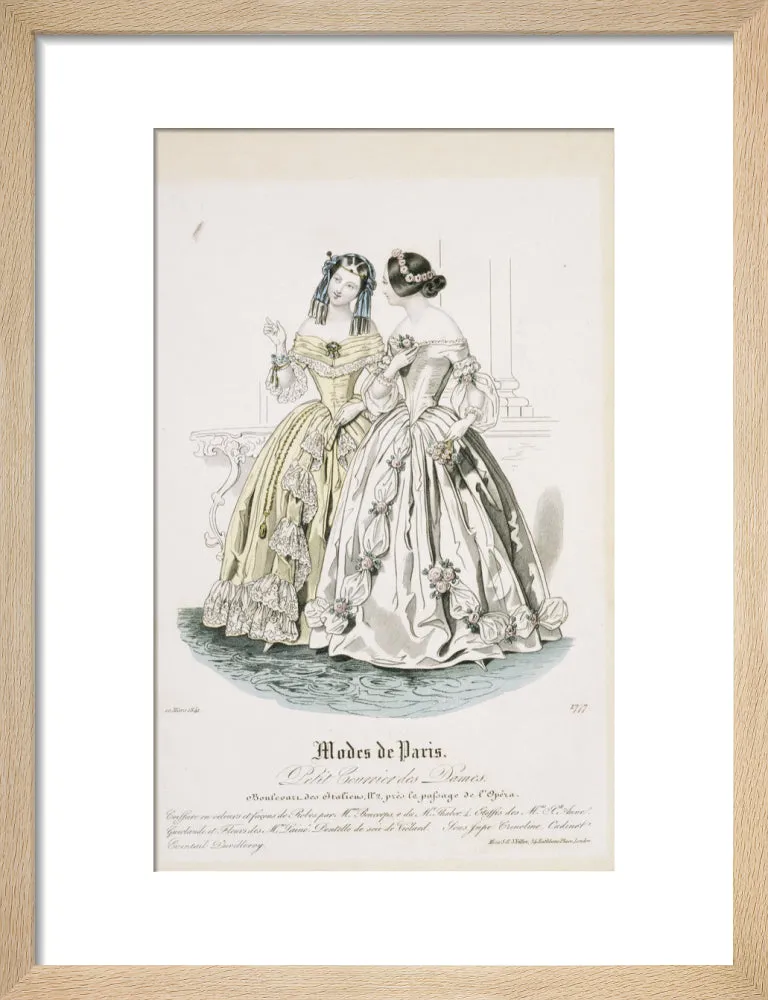 Fashion plate from March 1841, Modes de Paris, showing evening dress