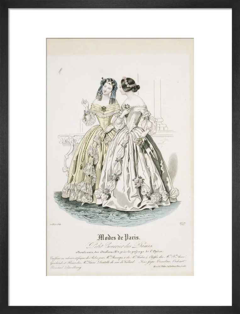 Fashion plate from March 1841, Modes de Paris, showing evening dress