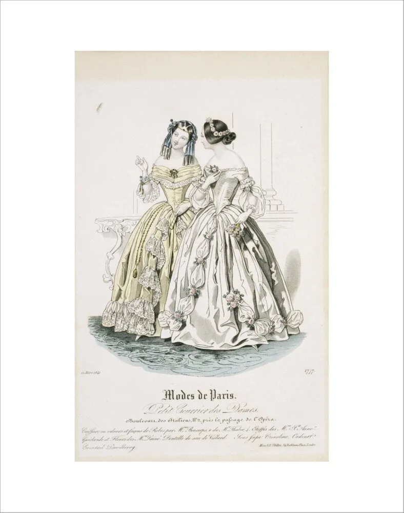 Fashion plate from March 1841, Modes de Paris, showing evening dress