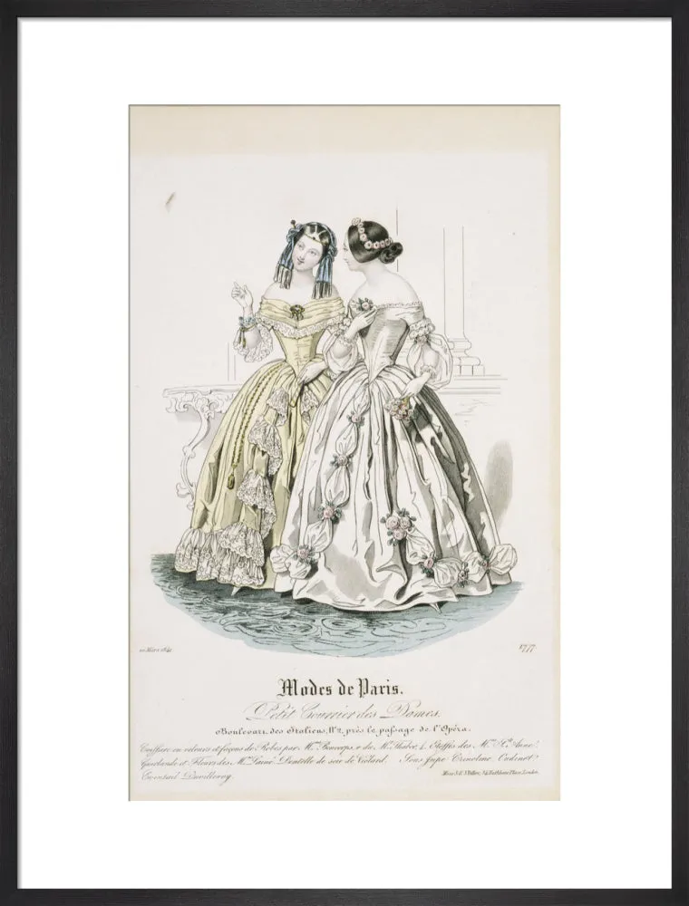 Fashion plate from March 1841, Modes de Paris, showing evening dress