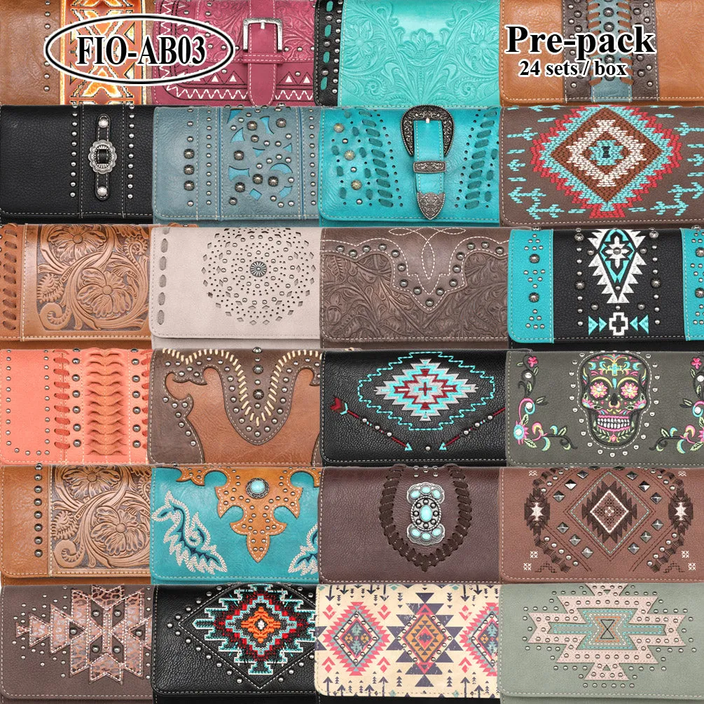 FIO-AB03 American Bling Wallet/Crossbody Pre-Pack Assorted Color (24PCS)