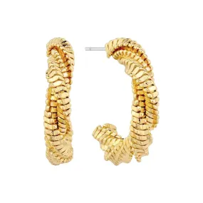 Gold Braided Rope Hoop Earring