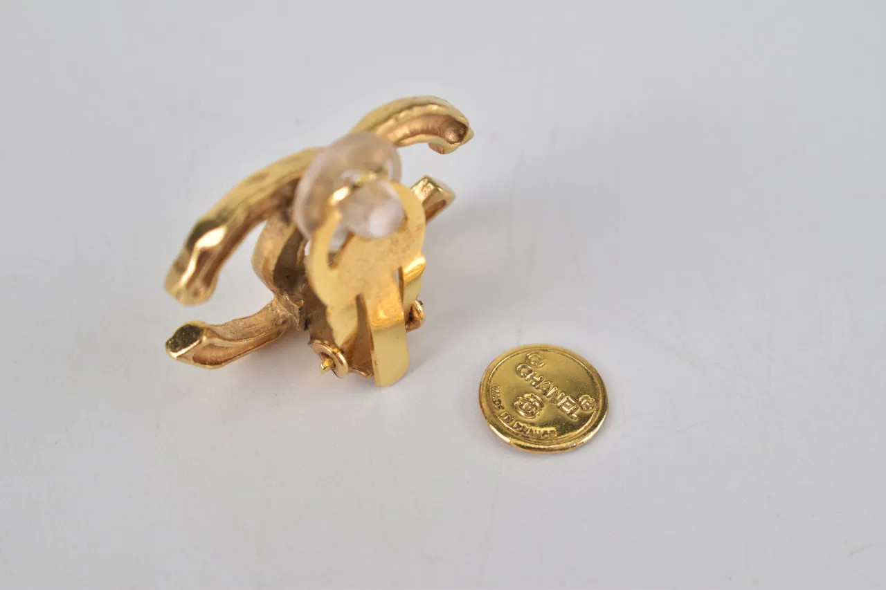 Gold Plated CC Logos Vintage Clip Earrings (Circa 70s)