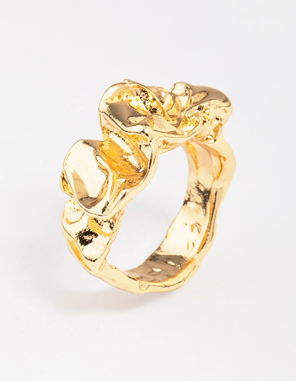 Gold Plated Melted Metal Band Ring