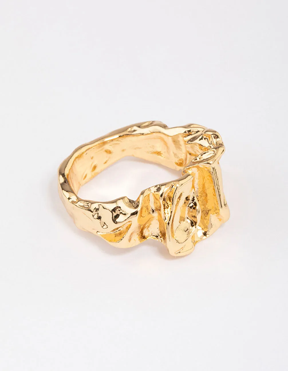 Gold Plated Melted Metal Band Ring